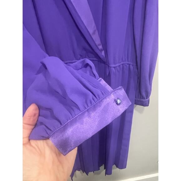 Vintage Joy Gordon Pleated Dress Elegant V Neck A Line Midi Dress Women's Sz 16 - Picture 11 of 11